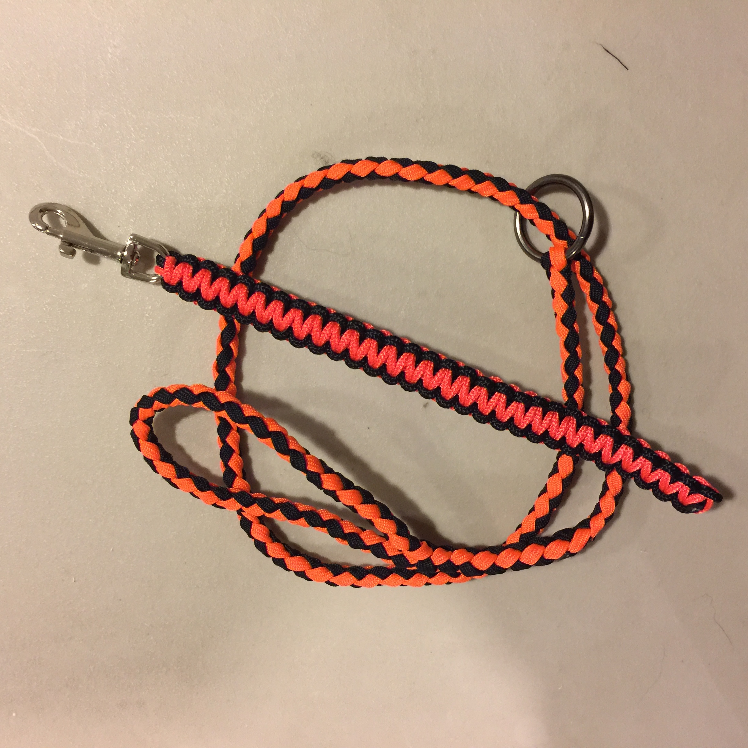 Black and Orange 34" slip leash and tab with silver clip