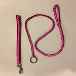 Black and Neon Pink 34" slip leash and Grab Tab with silver clip